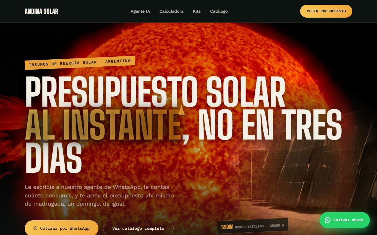 Sitio Andina Solar, hecho por Sittio